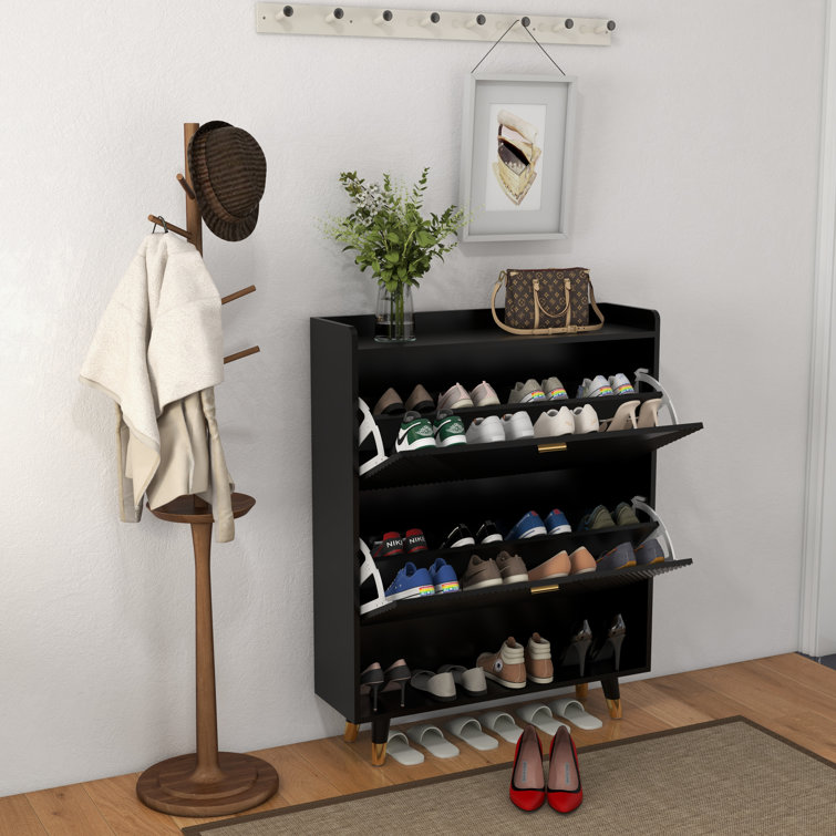 Shoe rack black 2025 wood
